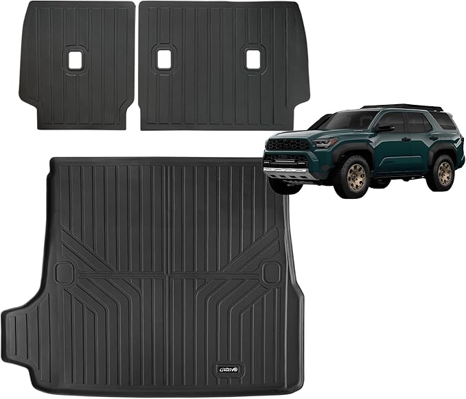 Trunk Mats for 2025 Toyota 4Runner Gas & Backrest Mats（Non Hybrid EV & i-Force MAX） 5-Seat, TPE All-Weather Set Cargo Liners Covering The Backrest，Custom Fit Non Slip-car mats Accessories
