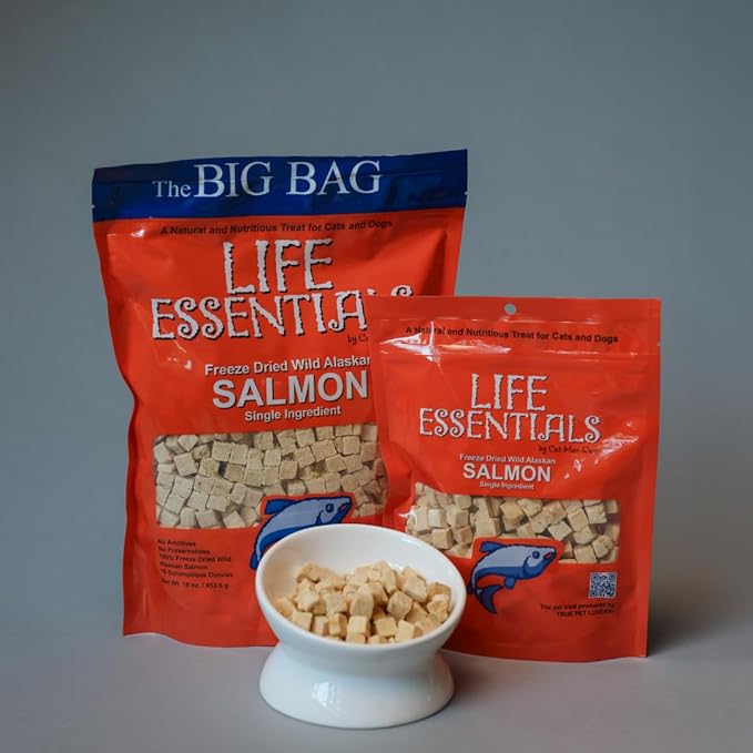 Life Essentials by Cat-Man-Doo | Salmon - 2 Pack of 5oz. Bags | Freeze Dried Salmon Cat & Dog Treats | Healthy, Single Ingredient, Training Treats, High Protein