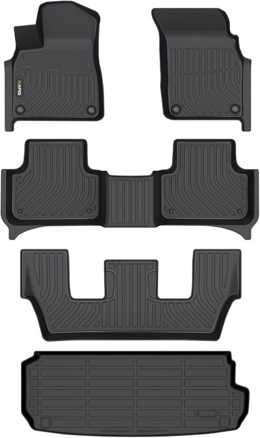 HAFIDI® Floor Mats & Cargo Liner Fit for 2020-2026 Audi Q7 & SQ7 All Weather Protection TPE Anti-Slip Automotive Full Set Floor Liners Custom Accessories - Black