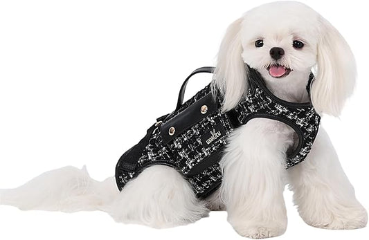 Wakytu Dog Lift Harness Dog Carrier Sling for Small Dogs & Cats,L | stylish puppy sling carrier with handle & pocket,adjustable leash,walking & travel