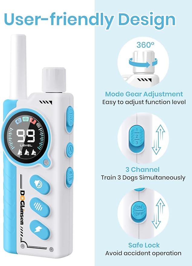 Smart 2-in-1 Dog Shock and Bark Collar - AI Anti-Misoperation, 3300FT Remote Training Collar, IPX7 Waterproof, 4 Modes (Tone, Vibration, Safe Shock, Auto Anti-Bark) for Dogs