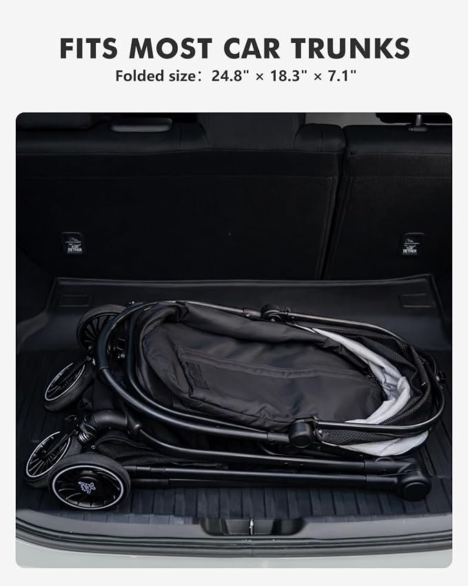Pet Stroller for Small Dogs and Cats, One-Click Foldable Dog Stroller with Detachable Carrier & 3 Safety Tethers, Holds up to 33 lbs, Storage Basket & Cup Holder, Breathable Mesh, Black