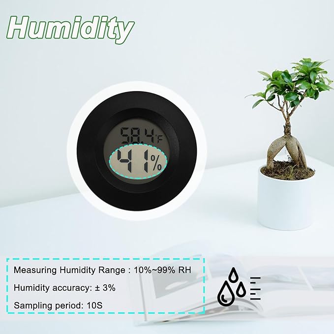Mini Hygrometer Digital Thermometer Humidity Meter 20 Pack Hygrometer Thermometers Indoor/Outdoor Humidity Monitor Reptile Thermometer for Humidors Greenhouse Garden Cellar Fahrenheit(℉)/ Celsius(℃)