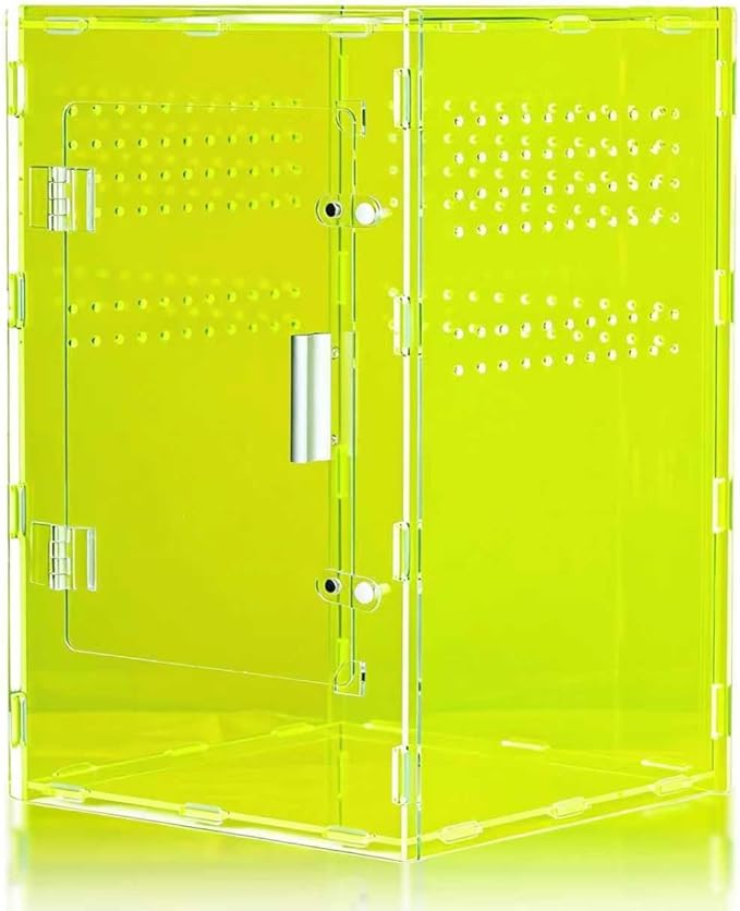 8x8x12 Reptile Enclosure Acrylic Terrarium – Cyberpunk Light Green Reptile Tank Featuring New Caledonia Rainforest Style for Geckos & Invertebrates