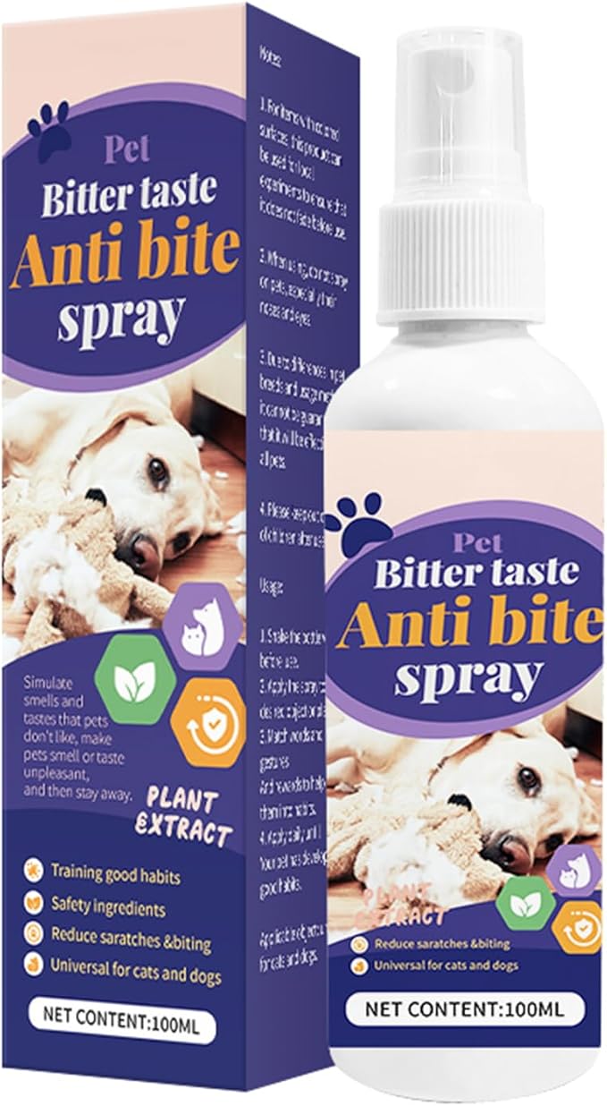 No Chew Spray for Dogs - Effective Dog Deterrent Spray with Bitter Apple Formula, Natural Training Aid to Stop Chewing, Biting, and Destructive Behavior