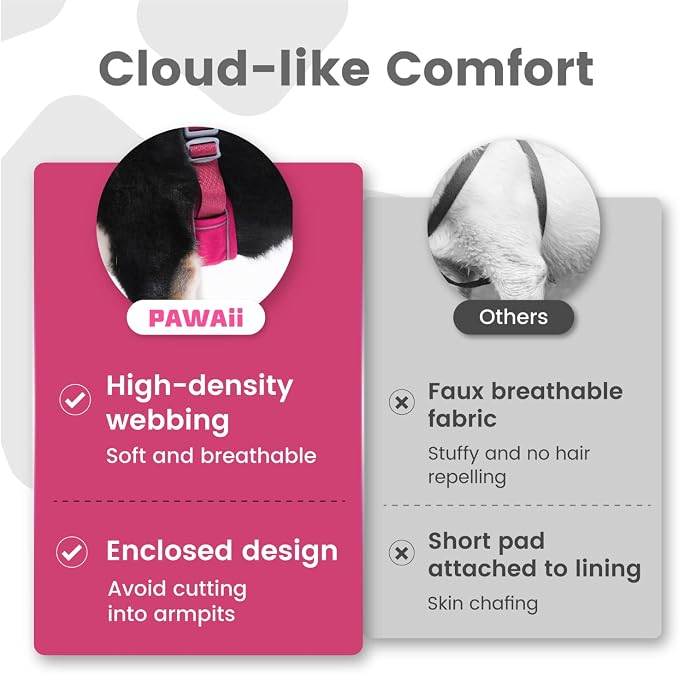 Pawaii Dog Harness for Small Dogs With Pet ID Tag - No Choke, Adjustable Soft Padded Vest With Easy Control Handle