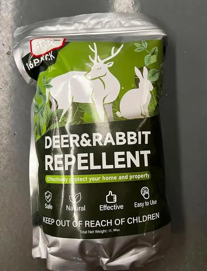 16 Pack Deer & Rabbit Repellent Pouches, Effective Garden Animal Repellent to Protect Plants, Flowers & Yard – Long-Lasting, Weather Resistant, Easy to Use