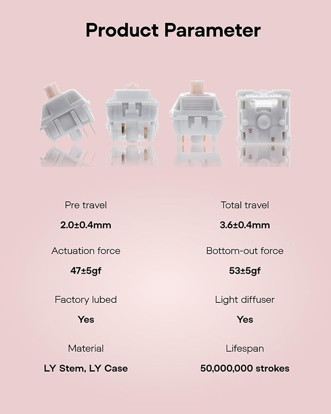 EPOMAKER Gaming Keyboard Switches, 35 PCS, Linear/Tactile Switch, 5-Pin Pre-Lubed Switch, Creamy Switches, Compatible with MX Keycaps for Mechanical Keyboard (Cream Marble, Linear)