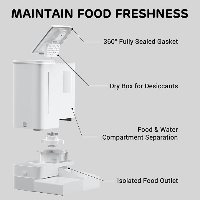 iPettie FW54 5G/2.4GHz WiFi Automatic Feeder and Waterer 2-in-1 Set for Pet | 300 oz Large Capacity for 2 Weeks, APP Scheduling & Alerts, Dual Power Supply, 1 Filter Included, Perfect for Working Parents