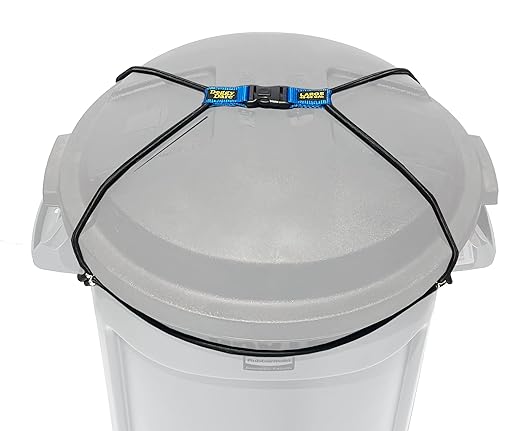 Verrou de poubelle - Grande taille - Convient aux poubelles de 170 litres - Parfait pour les chiens, les ratons laveurs, les opossums - La conception avec cordon élastique simplifie l'installation (poubelle NON incluse)
