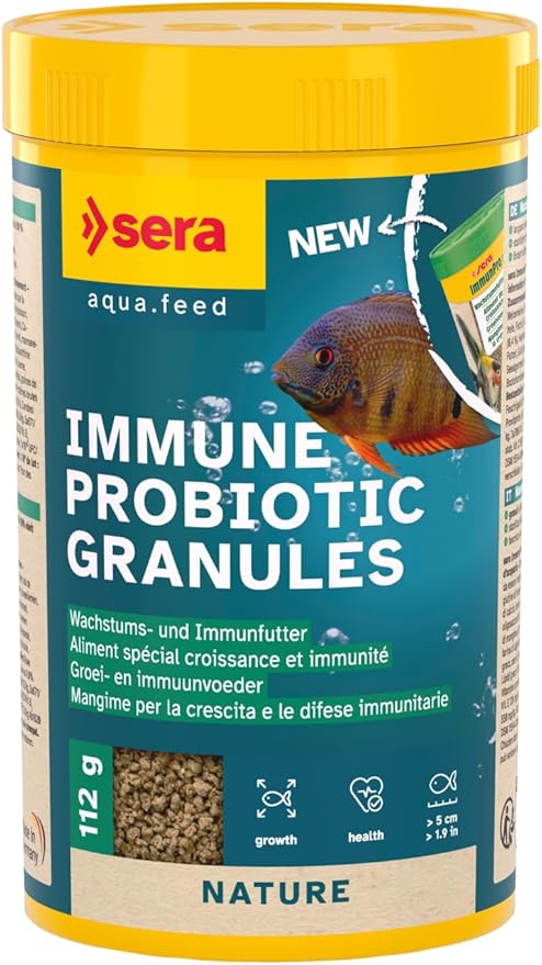 sera Discus ImmunPro Nature 4 oz. | Complete Growth Food for Discus Fish | with Probiotics & Astaxanthin | No Dyes & Preservatives Consisting of Soft Granules | Supports Immune System