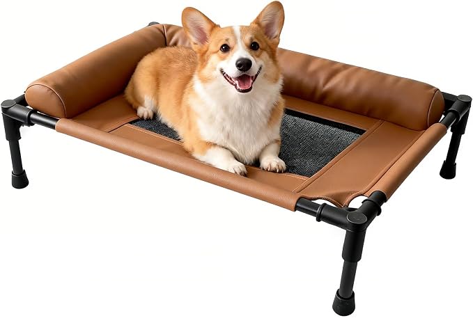 Small Elevated Dog Bed,Cooling Hammock with Soft Edge Pillow,Features Non-Slip Base Portable Pet Travel Cot,Indoor Outdoor Universal(31.5" L x 23.62" W x 6.69" H)