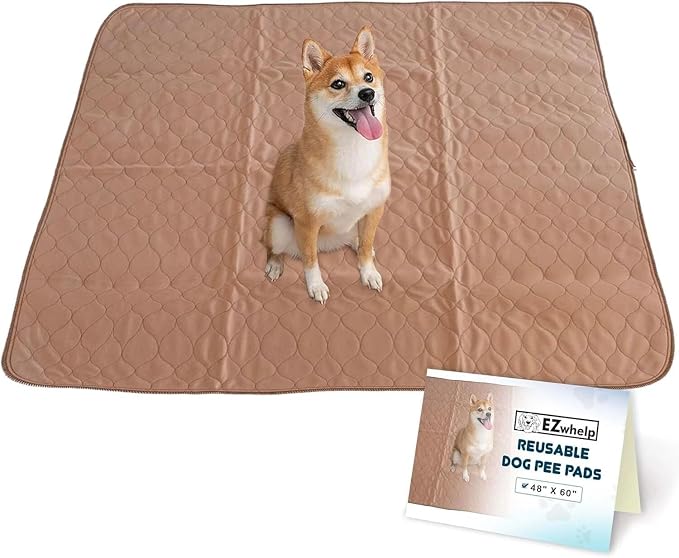 Washable Dog Training Pads - Reusable Waterproof Whelping, 48x60 in | Sanitary puppy pee pads with rounded corners for pet essentials, laminated lightweight durable design for dogs