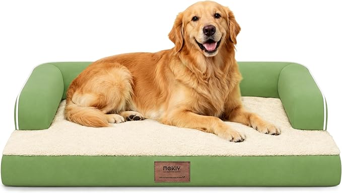 Orthopedic Washable Dog Bed with Bolster for Medium to Large Dogs | Pillow Support for Neck Relief, Egg Crate Foam, Waterproof Liner, Anti-Slip Bottom, Removable Bolster Cover, 36 x 27 Inch