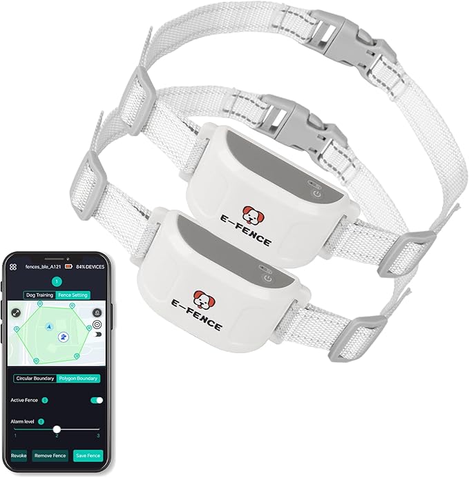2-in-1 GPS Dog Fence & Training Collar – Wireless Electric Collar for Escape Prevention,Customizable Any-Shape Boundaries via App,Waterproof Pet Containment System for Backyard & Camping(Over 15 lbs)