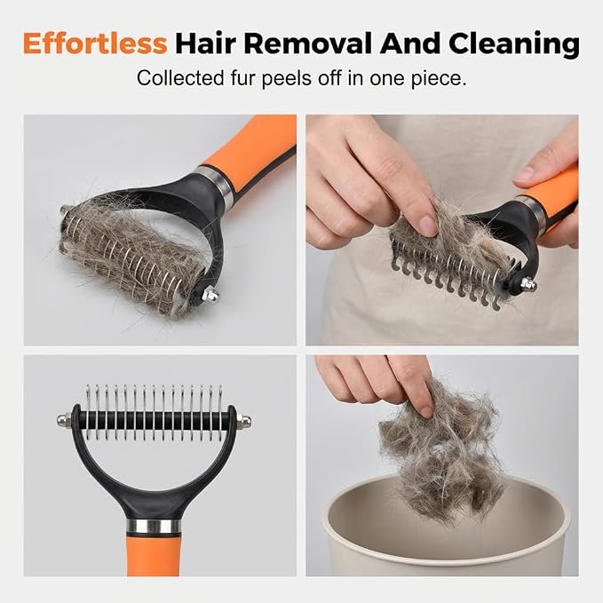 2026 Upgrade Double-Sided Pet Grooming Tool, Professional Pet Detangling Comb Removes Tangles Knots and Loose Fur, Gentle Deshedding Dog Cat Brush for Long Thick Hair (Green)