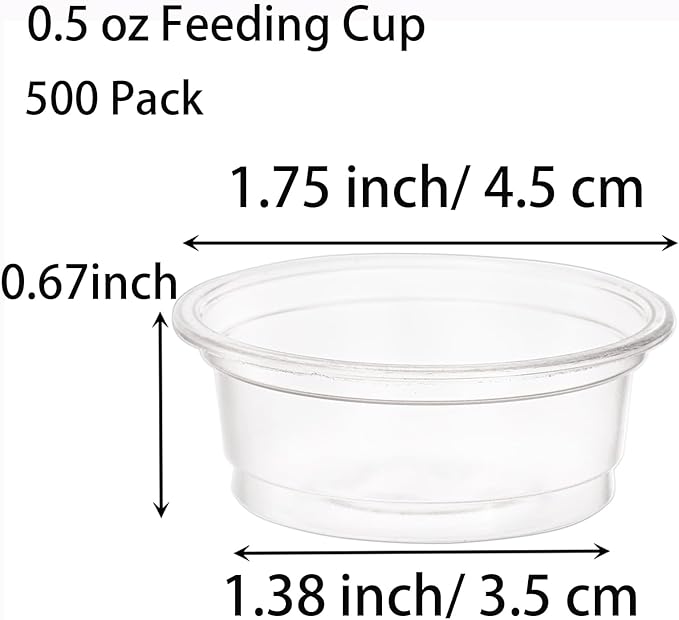 TOPZEA 500 Pack Gecko Food and Water Cups, 0.5 oz Small Plastic Gecko Feeding Dish Reptile Feeder Water Bowls for Lizard Crested Gecko Tarantula and Small Pets, Reptile Accessories