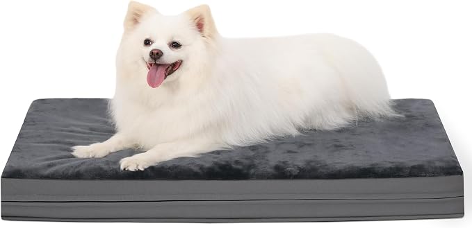 Waterproof Dog Bed Medium Size Dog, Washable Orthopedic Foam Crate Pad 30" | Outdoor Pet Bed, Reversible Faux Leather & Flannel, Durable Removable Cover, Anti-Slip Kennel Pad 29"x18" Dark Gray