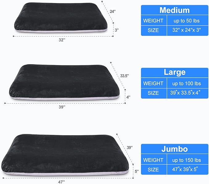 Magic Dog Super Soft Extra Large Dog Bed, 47 Inches Jumbo Orthopedic Foam Pet Beds with Anti Slip Bottom, Dog Sleeping Mattress with Removable and Washable Cover, Dark Grey XL