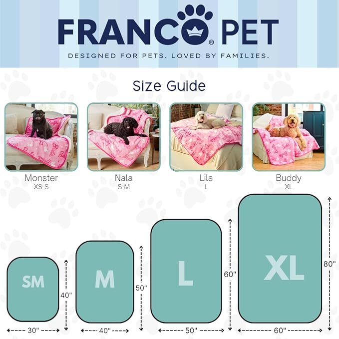 Barbie Waterproof Dog Bed Cover, Large 40x50 Pet Blanket for Furniture Bed Couch Sofa, (Officially Licensed) by Franco