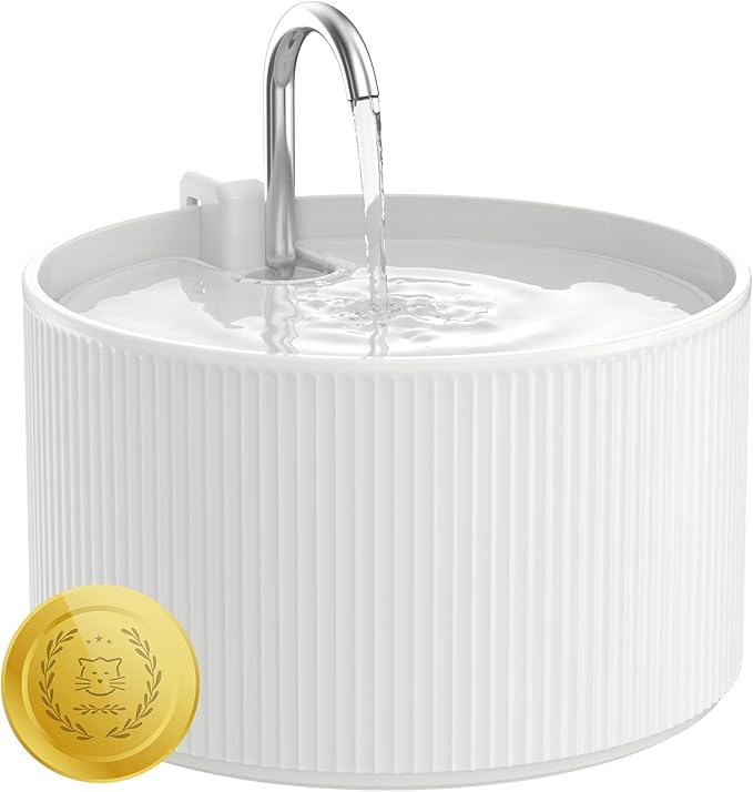 Lawfery Ceramic Cat Water Fountain, 74oz/2.2L Pet Drinking Fountain | BPA-Free Ceramic Body, Ultra-Quiet Pump, Easy Cleaning and Dual Drinking Modes for Indoor Cats and Small Dogs