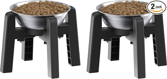 Dog Bowl Stand, 51 oz Large Capacity Stainless Steel Feeder (2 Pack) | Elevated Pet Water & Food Bowl for Medium Dogs, Stable and Anti-Slip Raised Bowl