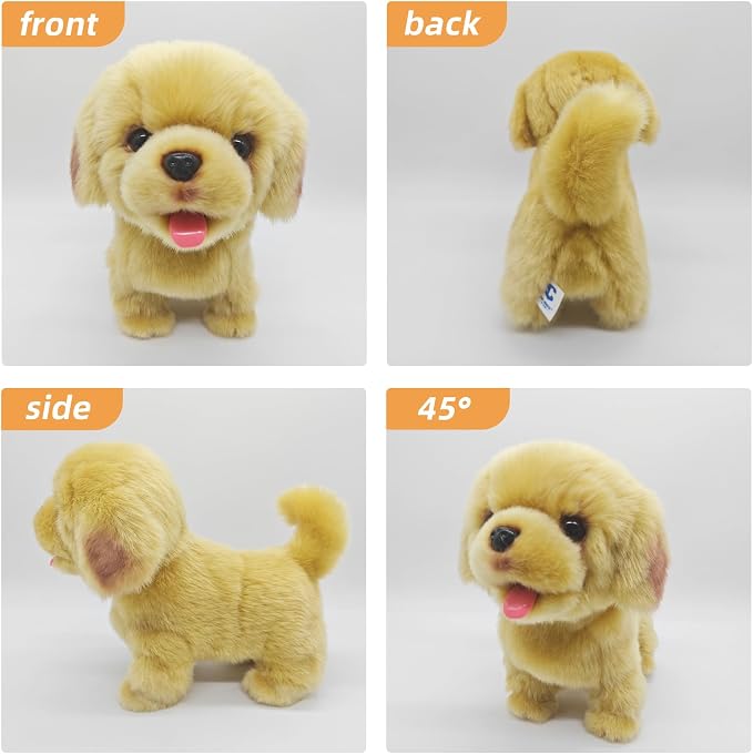 CU-MATE Plush Interactive Simulation Dog-Realistic Puppy Electronic Toy Dog Cat with Walking/Barking/Wagging Tail/Talking-Like Real Robotic Present (Electric Golden Retriever)