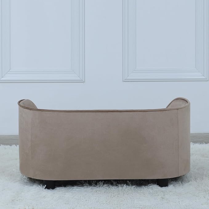 Pet Sofa Bed,Cat Sofa Couch,Small Dog Beds,Pet Sofa Couch, Cat Beds,Wooden Frame and Velvet Fabric and Washable Cushion, Comfy Dog Couch for for Small Dogs &Cats&Puppy (Brown)