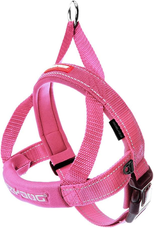 EzyDog Quick Fit Dog Harness, Soft Neoprene Padding - Medium, Pink | Fast One-Click Buckle, Adjustable Fit, Strong Reinforced Materials, Reflective Stitching, No Pull Dog Harness, Easy Walking