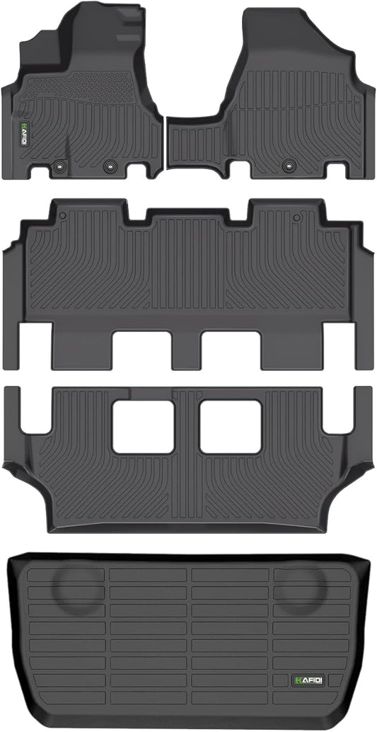 HAFIDI® Floor Mats & Cargo Liner Set Fit for Honda Odyssey 2011-2017（Fit 7 & 8 Seater ） All Weather Protection TPE Anti-Slip Automotive Full Set Floor Liners Custom Accessories - Black