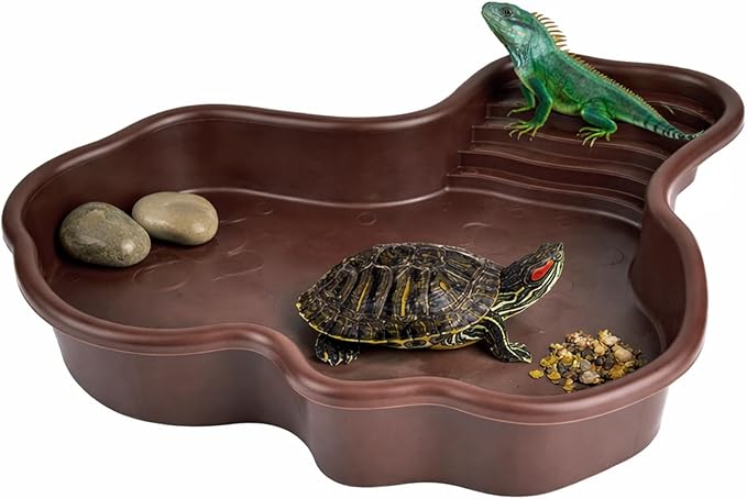 Petmolico Large Reptile Water Dish with Non-Slip Bottom – Snake Water Bowl,Tortoise Habitat Accessories for Turtle,Gecko,Lizard,Bearded Dragon