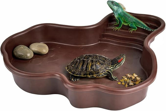 Petmolico Large Reptile Water Dish with Non-Slip Bottom – Snake Water Bowl,Tortoise Habitat Accessories for Turtle,Gecko,Lizard,Bearded Dragon