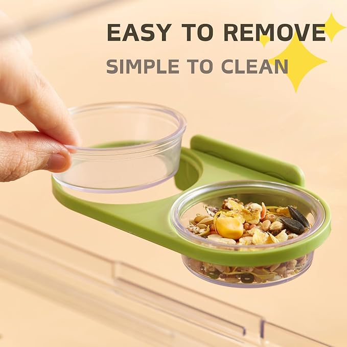 Magnetic Reptile Feeding Ledge with 2 Pack Plastic Bowls Food Feeder Water Dish for Crested Gecko Dwarf Hamster(Gray, Magnetic-Mounted)