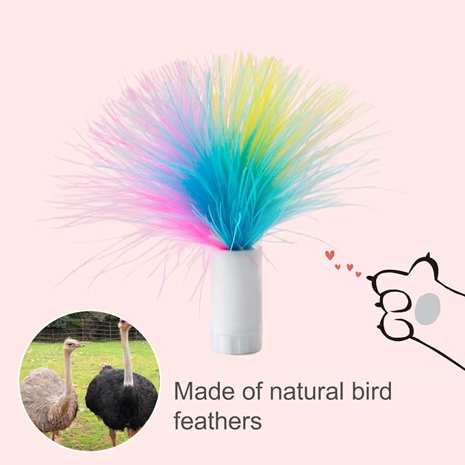 ORSDA 12Pcs Feathers Replacement and Soft Furry Accessories ONLY Fits Cat Toys, Interactive Toys for Indoor Cats-NOT fits for Other Brand Toys
