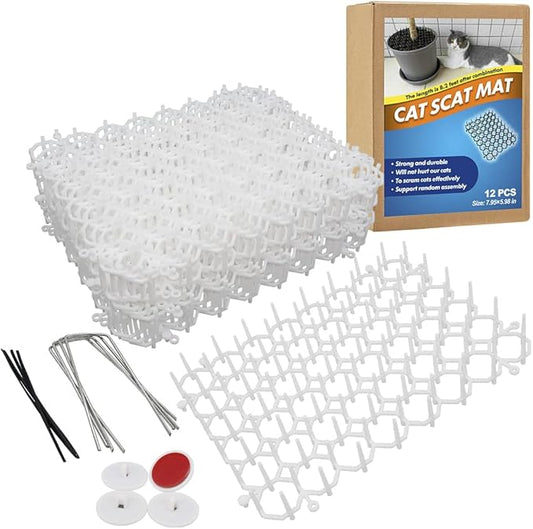 Ley's 12 Pack Cat Deterrent Mat, 6 x 8 in Scat Mat with Spikes, Keep Cats Away from Plants, Indoor Furniture & Outdoor Garden Fence – Pet Repellent Barrier