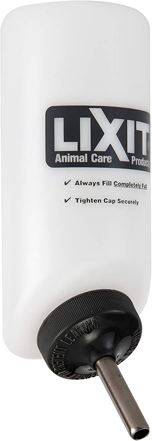Lixit Wide Mouth BPA-Free Cage Water Bottles for Rabbits, Ferrets, Guinea Pigs, Rats, Chinchillas, Hamsters, Mice, Hedgehogs, Gerbils and Other Small Animals. (Translucent, 16 Ounce)
