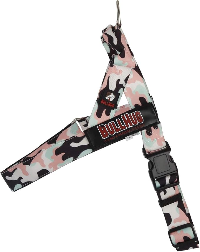 Adjustable Dog Harness– No Pull, No Choke – for English Bulldogs, French Bulldogs, Pugs & Broad-Chested Breeds – Easy, Safe Walks (Pink & Mint Camouflage, Medium)