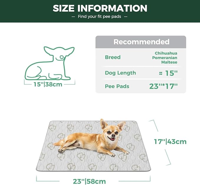 FXW Washable Pee Pads for Dogs, Super Absorbent, 17" x 23", 4 Packs | Machine washable, Non-slip backing