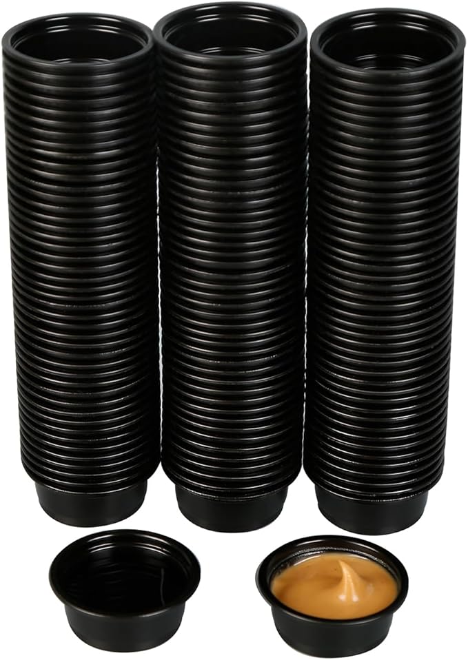 Plastic Gecko Feeding Cups, 0.5 oz Small Terrarium Bowls Reptiles Food Water Feeder Ledge Cups for Lizars,Bearded Dragon,Snake,Frogs (300Pack Black)