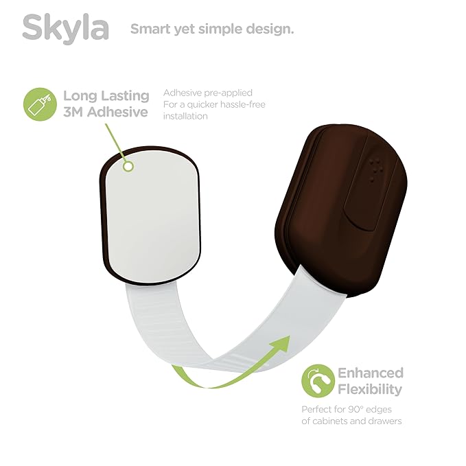 Baby Proofing Child Safety Locks (16 Pack) by Skyla Homes - The Safest, Quickest and Easiest 3M Adhesive Cabinet Latches, No Screws & Magnets, Multi-Purpose for Furniture, Kitchen, Ovens, Toilet Seats