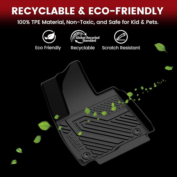 LASFIT Floor Mats for Kia Telluride 2027 (Only Fit Hybrid, Not Fit Gas), All Weather TPE Custom Fit Floor Liners 1st & 2nd & 3rd Row Car Mats Accessories, Black