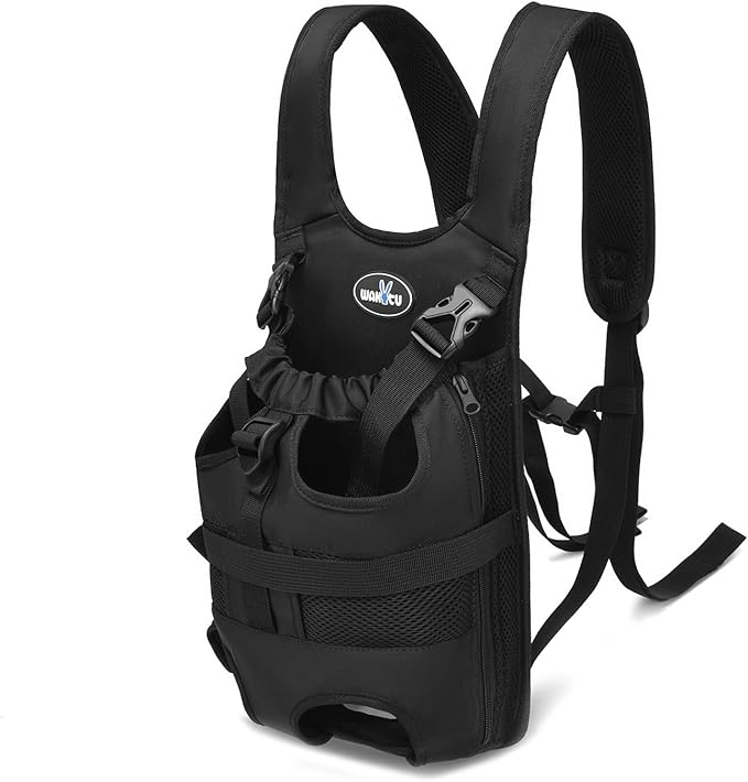 Wakytu Dog Front Carrier Backpacks for Small Dogs, Legs Out Pet Carrier Sling Backpack with Adjustable Padded Ventilated Shoulder Straps, Easy-Fit for Traveling Hiking Camping, Medium