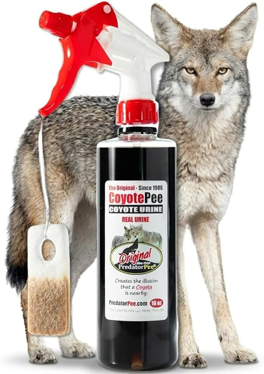 PredatorPee 100% Coyote Urine Kit, Territorial Marking Scent Kit, Creates Predator Presence Illusion for Deer Raccoons Groundhogs Rats, Outdoor Yard Garden Perimeter Setup