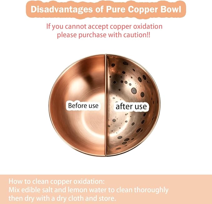 99.99% Pure Copper pet Bowl, 7.4-inch Copper Dog Bowl, a Large Copper Bowl Suitable for Family Pets. (1)