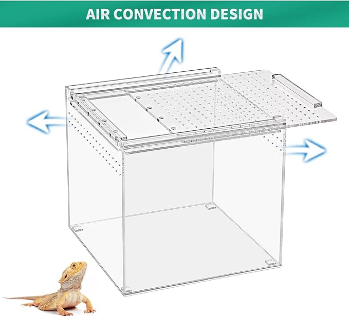 Reptile Terrarium,6.8" x 6.8"x 6" Reptile Breeding Box, Magnetic Acrylic Enclosure，for Tarantula，Hermit Crab，Jumping Spider，Iguana，Leopard Gecko，Bearded Dragon, Insect, Mantis, Scorpions.