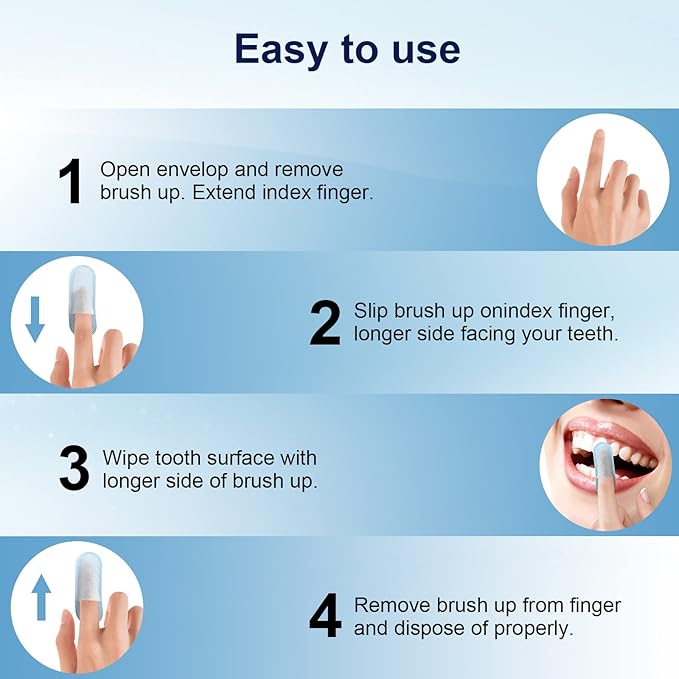 MySmile 100pcs Teeth Wipes Disposal Finger Brush Deep Cleaning Teeth Wipes Oral Brush Up Tooth Wipes for Teeth Cleaning, Mint Flavor