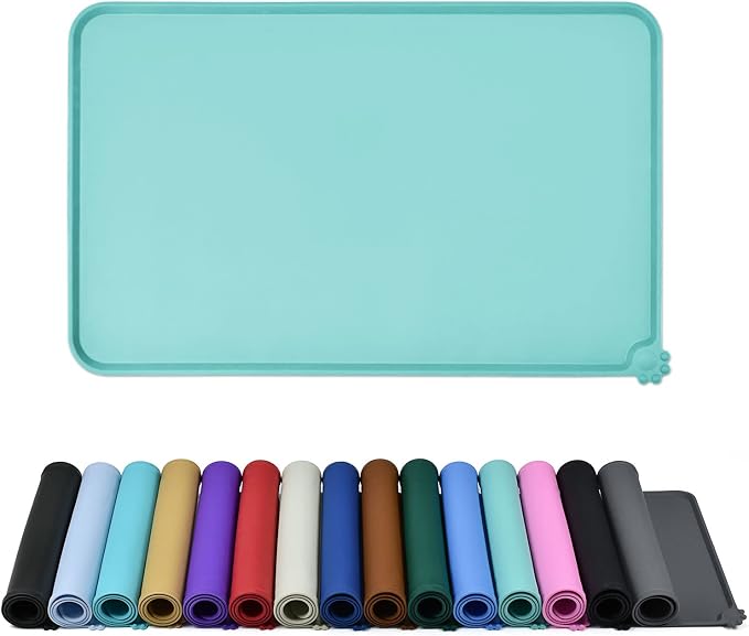 Reopet Silicone Pet Feeding Mat - Waterproof & Non-Slip Dog Cat Placemat | High Raised Edges Prevent Food & Water Spills to Protect Floors, Easy to Clean, Fit for Dog Cat Bowls