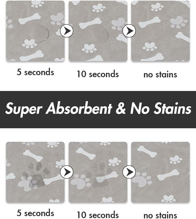 MontVoo Dog Food Mat-Pet Feeding Mat for Food and Water-No Stains Quick Dry Dispenser Cat Bowl Mat for Messy Drinkers(14"x22" Grey)