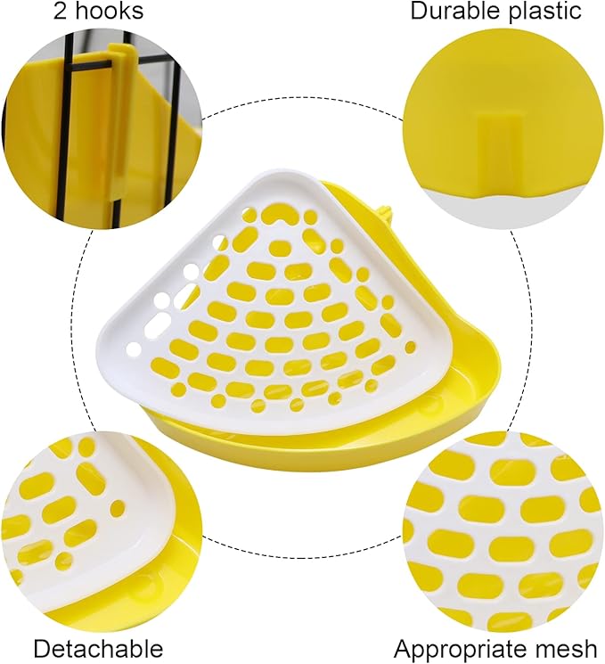 Litewoo Rabbit Litter Box Toilet Bunny Corner Litter Pan Pet Toilet Potty for Guinea Pigs Hamster Chinchilla Ferret Rabbit Small Animal (Yellow)