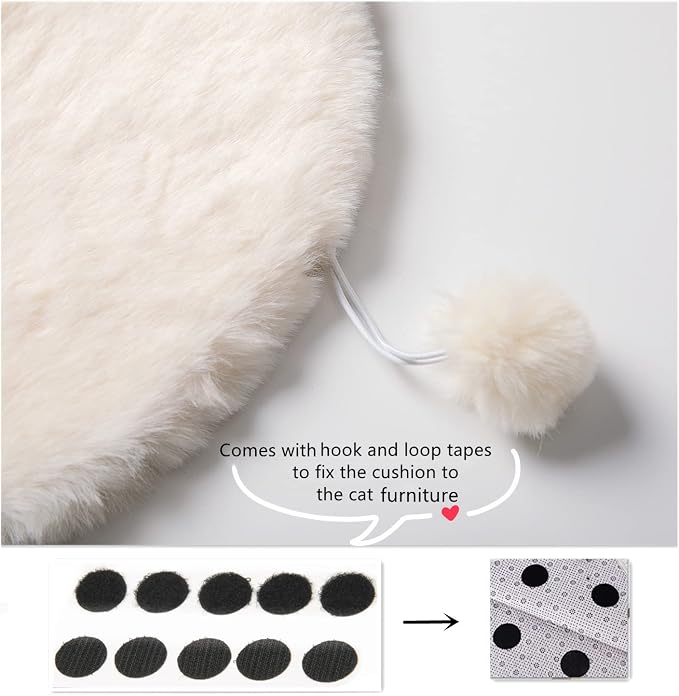 SHENGOCASE Pet Bed Cushion Pad, 12 x 12 inches, Square Faux Rabbit Fur, 2-Pack, Cat Tree Tower Replacement Mat